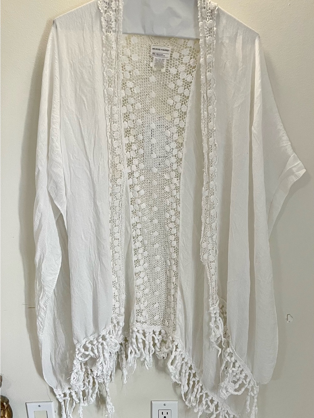 Melrose and Market White Crochet Lace Open Kimono